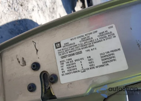 2004 Chevrolet Blazer Ls из США, поврежденный, VIN 1GNDT13X54K132020